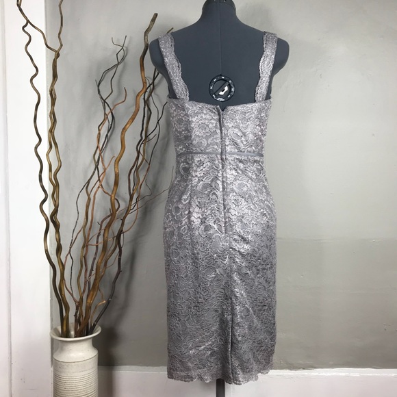 Holiday Party Silver Sweetheart Lace Dress - Picture 6 of 8